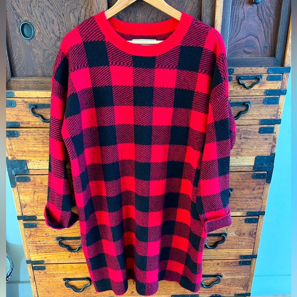LOFT Buffalo Checked Sweater Dress/Tunic Sz: L